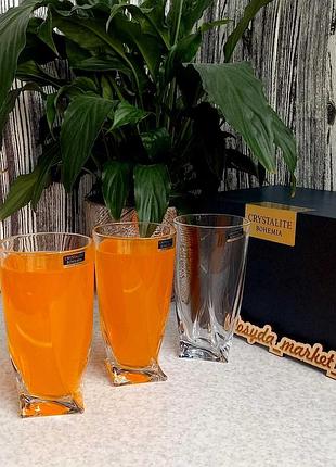 Склянки для води хрусталь bohemia quadro 350 мл — 6 шт.