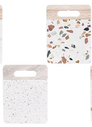 Підставка під гаряче 15*20см керамічна на пробковій основі натуральний камінь, 4 дизайни
