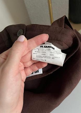 Шоколадні льняні шорти jil sander оригінал made in italy 100% льон7 фото
