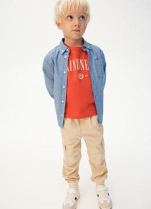 3-4/5-6/6-7/8-9/9-10 р h&amp;m новая фирменная детская джинсовая рубашка унисекс оригинал