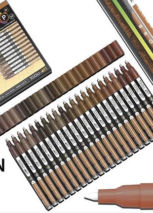 Акрилові маркери tooli-art  коричневі відтінки brown tones pro markers set 0.7mm extra fine