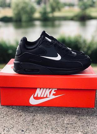 Nike air max 90 black-white кросівки чоловічі літні з сіточкою
