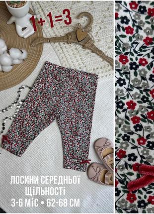 1+1=3 🌺 лосини легінси в квітковий принт mothercare 3-6 62-68 для дівчинки