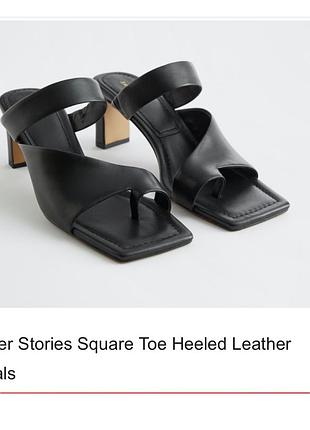 Чорні шкіряні жіночі босоніжки туфлі сандалі на каблуку 38 розмір other stories x cos