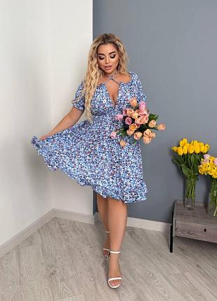 Жіноча сукня на літо з резинкою на поясі до 60 розміру