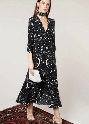 Миди платье rixo katie constellation dress созвездия космос месяц луна звезды xxs-xs
