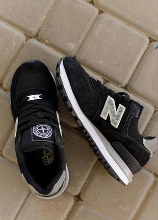 Жіночі кросівки new balance 574 legacy × stone island black white