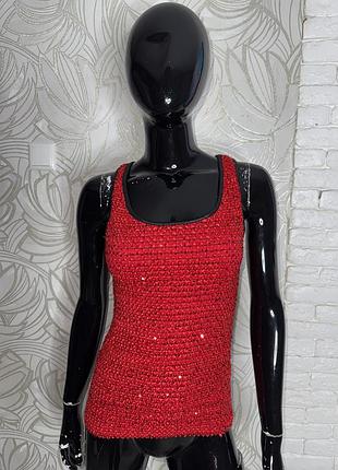 Трикотажна блуза блузка майка декорована паєтками