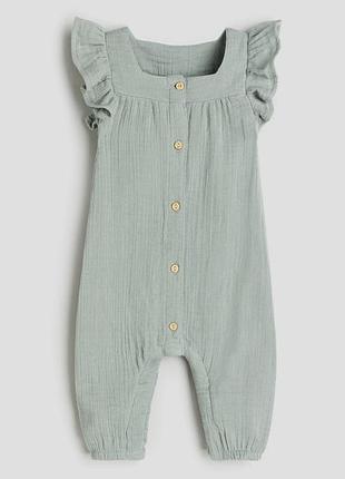 Літній мусліновий бавовняний комбінезон ромпер на зудзиках н&м (швеція)