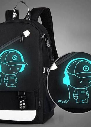 Рюкзак music з usb світиться в темряві r3 фото