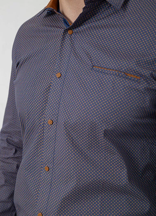 Сорочка чоловіча з принтом, колір синій, 214r7044