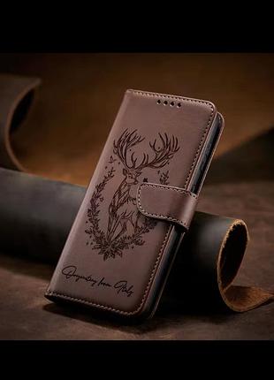 Iphone 8 7 se 2020 чохол фліп книжечка шкіра коричневий з принтом на магніті