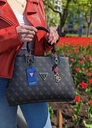 Сумка женская  черная guess гесс  на три отделения люкс
