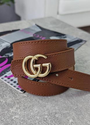 Жіночий ремінь пояс gucci гуччі терракот + золото широкий