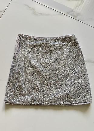 Спідниця h&m в паєтки сіра для дівчинки 9-10 років 134 см
