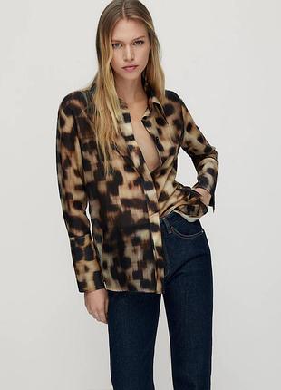 Massimo dutti легка натуральна (бавовна + шовк) сорочка-принт