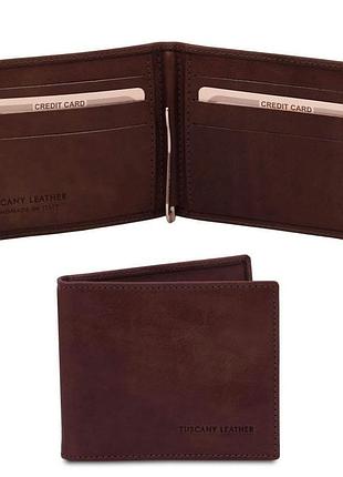 Кардхолдер, кожаный зажим tuscany tl142055  (темно-коричневый)