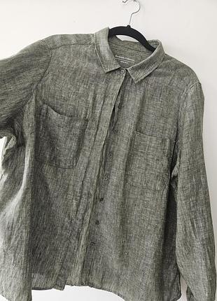 Широкая oversized рубашка оливкового цвета, unisex 5