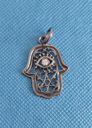 Кулон серебро рука фатимы, глаз и эрцгамма
