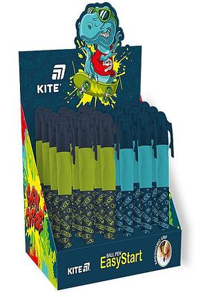 Ручка кулькова kite easystart, skate, синя