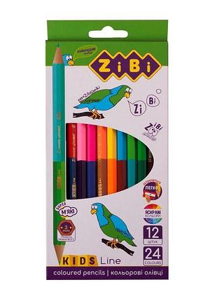Кольорові олівці double, 12 шт. (24 кольори), kids line
