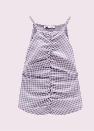 Кроп-топ жіночий з відкритими плечима у клітинку zara l