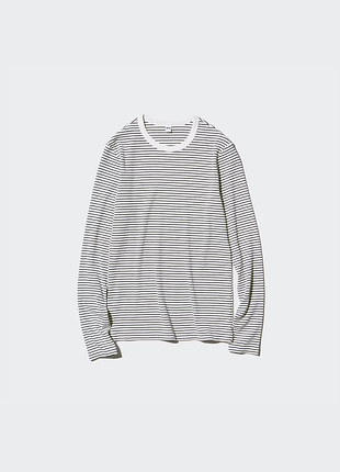 Мягкая ребристая футболка лонгслив, полоска uniqlo