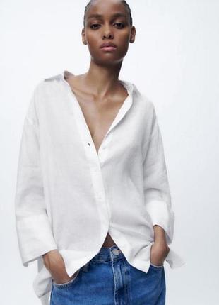 Лляна сорочка  zara, розмір м