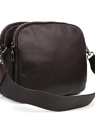 Кожаная женская сумка virginia conti italy - vc02807brown коричневая
