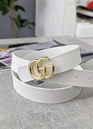 Жіночий ремінь- пояс gucci гуччі білий + золото широкий