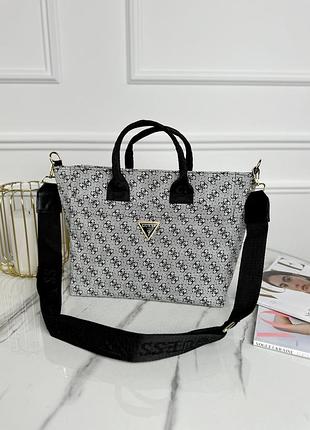 Сумка женская guess medium гесс шопер светло-серый шоппер