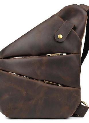 Чоловіча сумка-слінг через плече мікс канваса та шкіри tarwa rcc-6402-3md