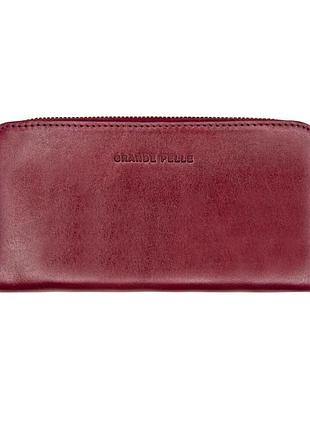 Портмоне на молнии grande pelle serpente 532661 глянцевая кожа бордовый