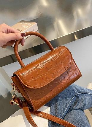 Жіноча сумка 7314 крос-боді рептилія коричнева