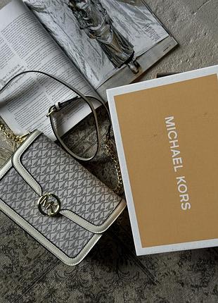 Сумка женская  michael kors кросс-боди белый jessie small signature crossbody bag майкл корс
