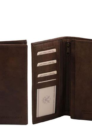 Мужской кожаный кошелек двойного сложения tuscany leather tl140777 (темно-коричневый)