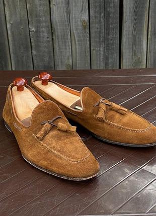 Santoni мужские кожаные замшевые лоферы коричневые размер 45.5