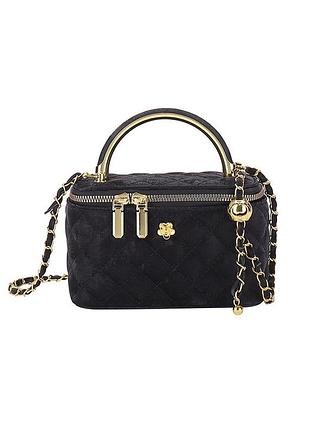Женская сумка-косметичка 2814 vanity bag велюровая кросс-боди черная