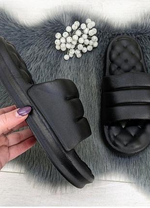 Шлепанцы женские сланцы пеночные объемные черные и бежевые violet