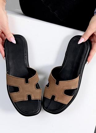 Шлепанцы "naomi", коричневый, натуральная замша