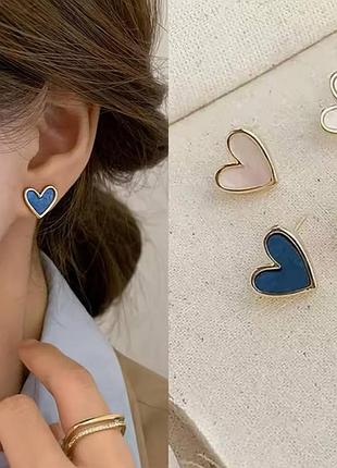 Милые корейские серьги в форме сердца с цирконом