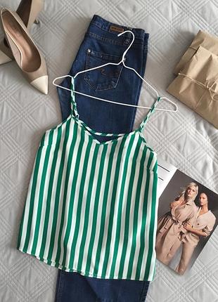 Роскошная блуза в полоску на тонких бретелях в размере 12