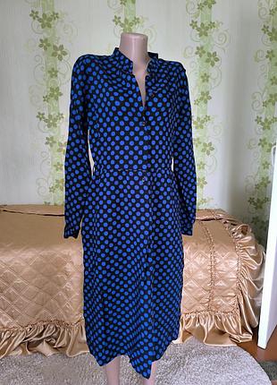 Вовняна сукня у синій горох