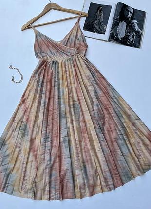 Миди платье плиссе. платье на бретельках. сарафан плиссе