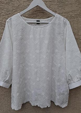 Белая блуза из прошвы хлопок блуза прошва хлопок shein xl-xxl