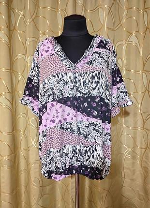 Вискозная трикотажная блуза блузка футболка большого размера батал