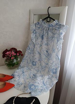 Нежное платье голубой батист р.36/38