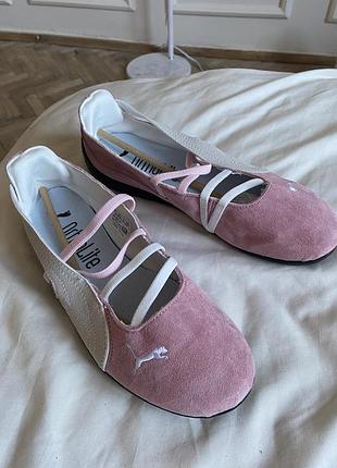 Балетки puma speedcat suede нові рожеві балетки пума