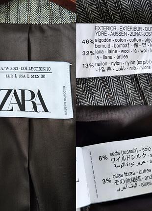 Zara структурированный женский пиджак из шерстированной смеси10 фото