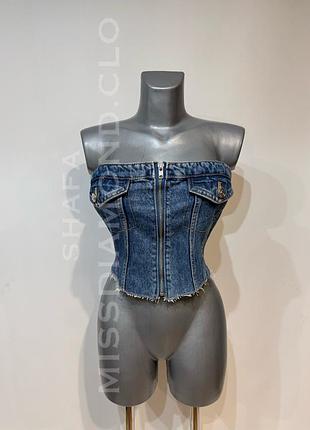 Джинсовий топ на блискавці